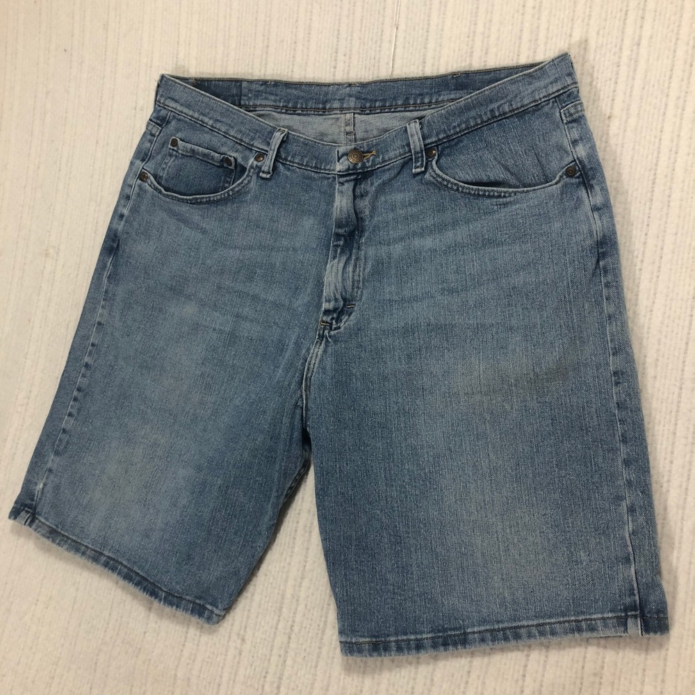 Wrangler Relaxed Fit Denim Shorts Mens Size 38 Blue Cotton Blend Casual